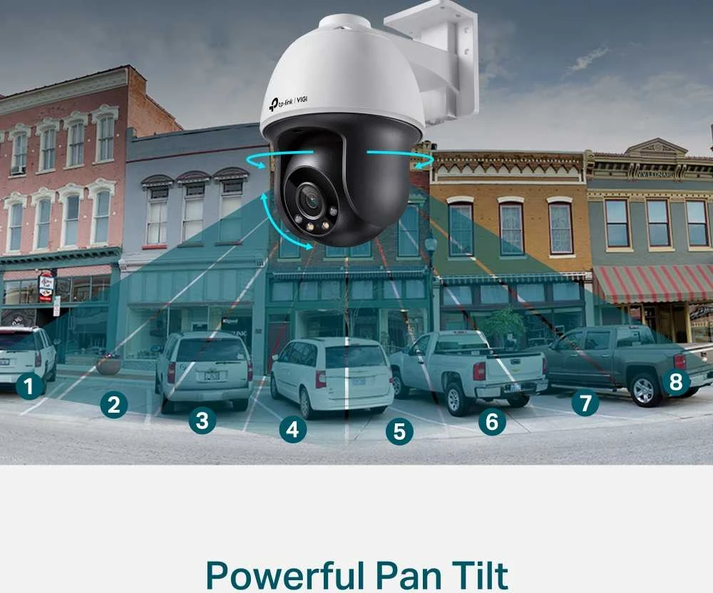 TP-LINK | VIGI 4MP lauko visų spalvų Pan Tilt tinklo kamera | VIGI C540 | Kupolas | 4 MP | 4 mm | IP66 | H.265+/H.265/H.264+/H.264 | MicroSD