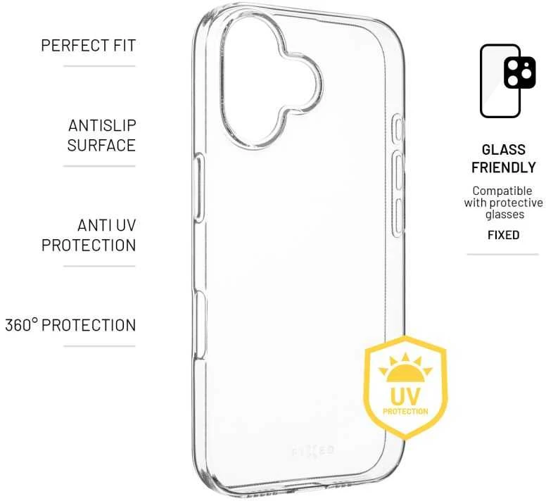 Dėklas Fixed Fiksuotas | Istorija AntiUV | Galinis viršelis | Apple | iPhone 16 | TPU | Aišku