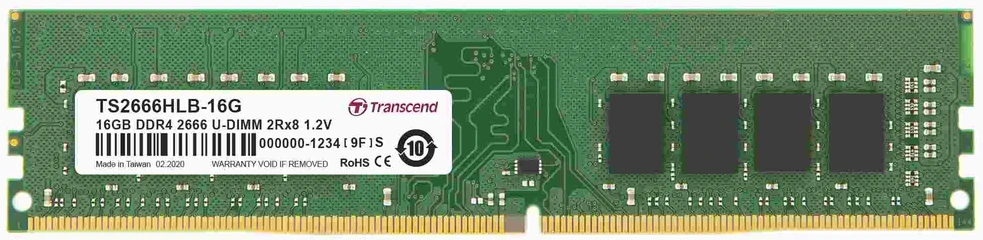 RAM TRANSCEND 16GB DDR4 2666Mhz U-DIMM 2Rx8 1Gx8 CL19 1.2V