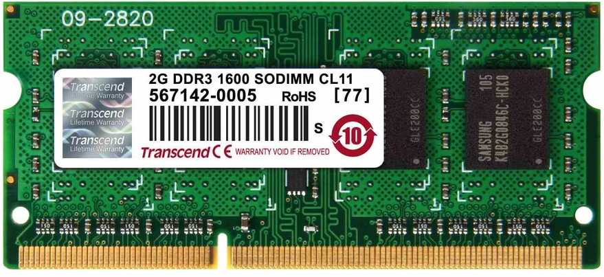 RAM TRANSCEND 2GB DDR3 1600MHz CL11 SO-Dimm 1.5V