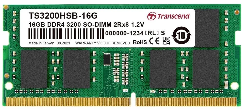RAM Transcend 16GB DDR4 3200 SO-DIMM - 2RX8 1GX8 CL22 1.2V