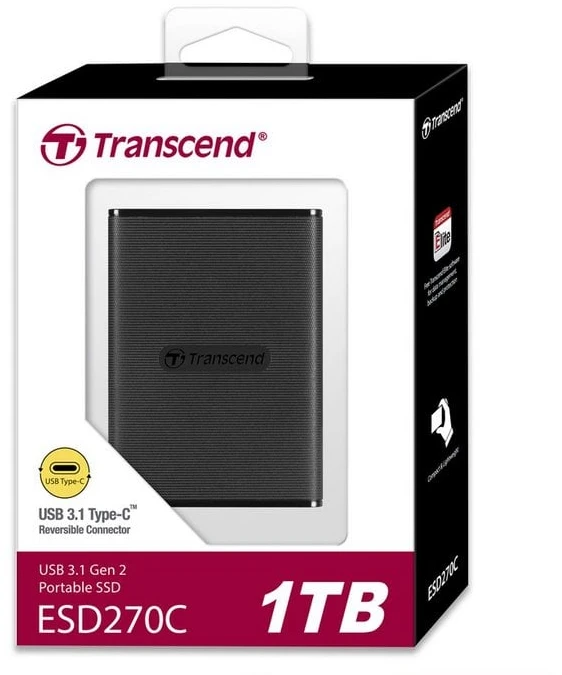 TRANSCEND ESD270C 1TB Išorinis kietasis diskas SSD USB 3.1 Gen 2 Type C
