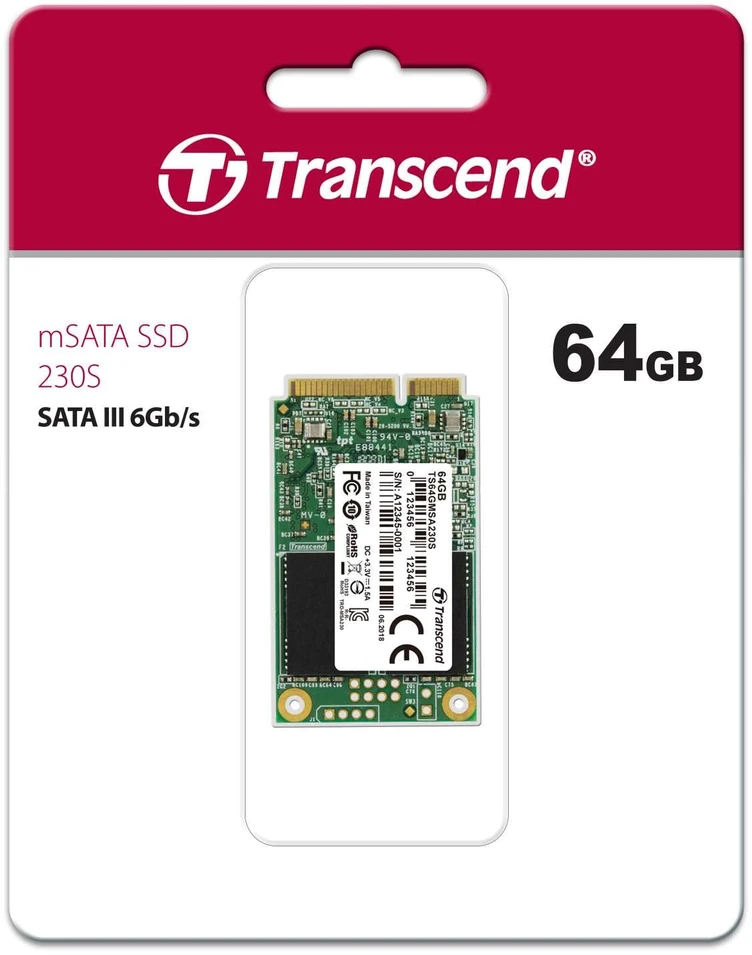 TRANSCEND 64GB mSATA SSD SATA3 3D TLC