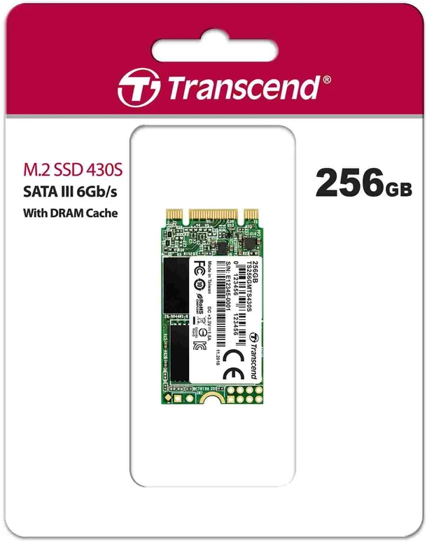 Transcend 256GB, M.2 2242 SSD 430S , SATA3 B+M Key, TLC, R/W 560/500 MB/s