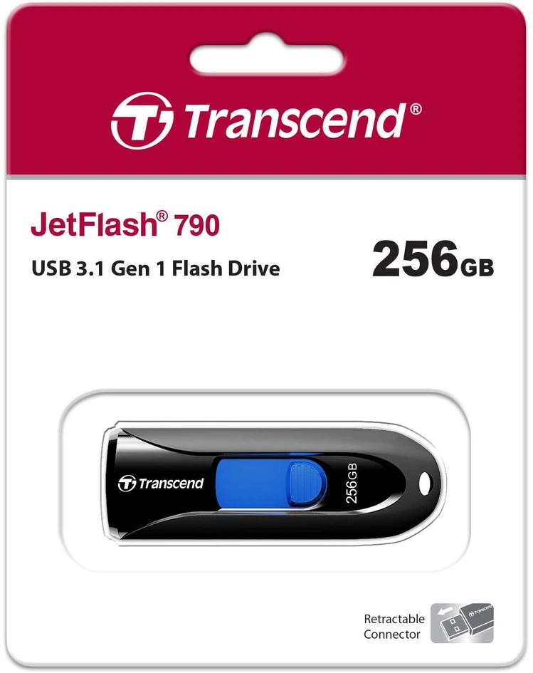 TRANSCEND 256GB USB 3.0 USB atmintinė be dangtelio Juoda
