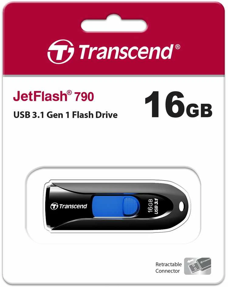Transcend 16GB JETFLASH 790 USB 3.0 - Juodas