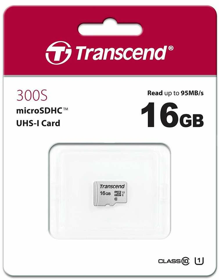 Atminties kortelė Transcend microSDHC USD300S 16GB CL10 UHS-I U1 iki 95MB/S