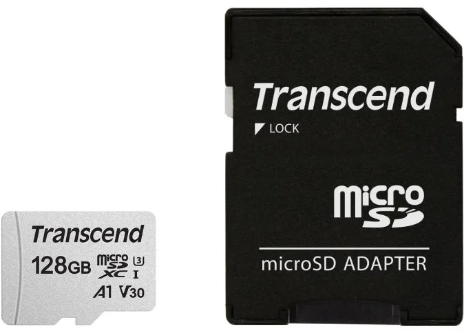 Atminties kortelė su adapteru Transcend microSDXC USD300S 128GB CL10 UHS-I U3 iki 95MB/S