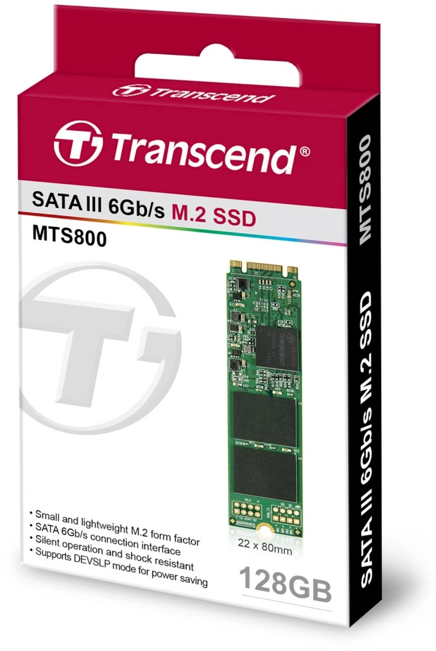 TRANSCEND pramoninis SSD MTS800S 128GB, M.2 2280, SATA III 6Gb/s, MLC