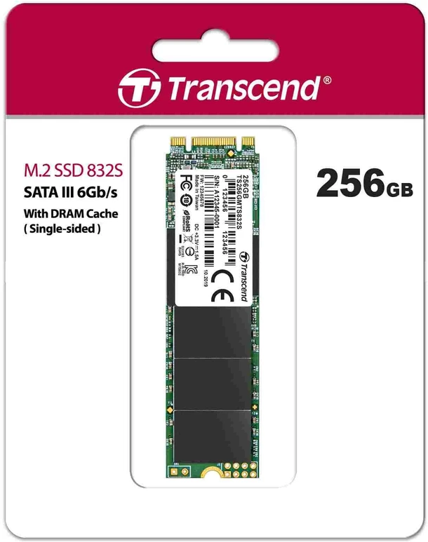 „TRANSCEND“ 256 GB vienpusis M.2 2280 SSD SATA B+M raktas TLC