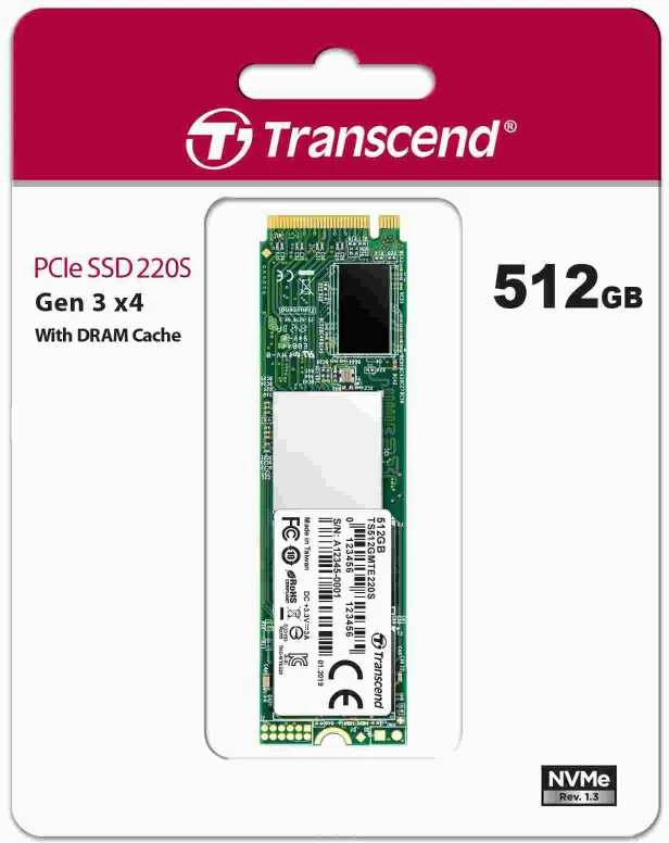 TRANSCEND 512GB M.2 2280 PCIe Gen3x4 M-Key 3D TLC su Dram