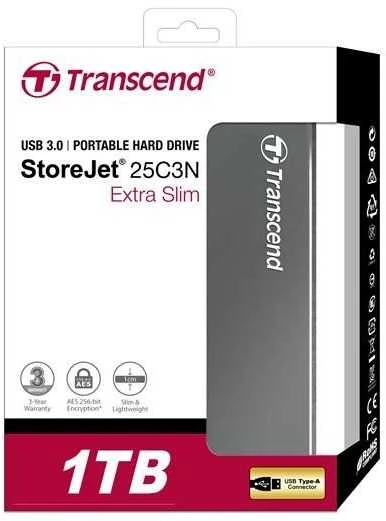 Kietasis diskas TRANSCEND StoreJet C3N - disque dur externe ultra slim- 1 To - USB 3.0