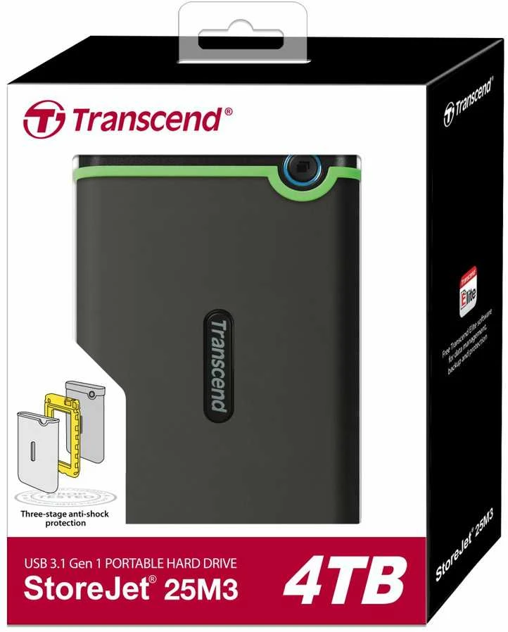 TRANSCEND 4TB 2.5" Išorinis kietasis diskas HDD StoreJet M3 Iron Gray
