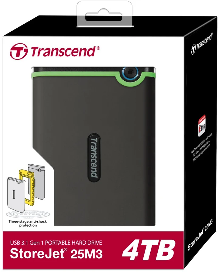 TRANSCEND 4TB 2.5" Išorinis kietasis diskas HDD StoreJet M3 Iron Gray