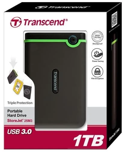 Transcend Kietasis diskas USB3 1 TB, išorinis 2,5 colio