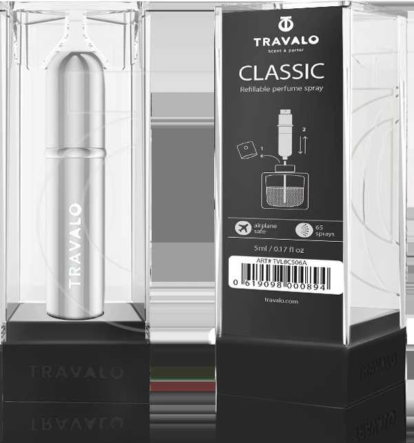 Travalo Classic HD Sidabrinis pildomas kvepalų buteliukas (atomaizeris), 5 ml