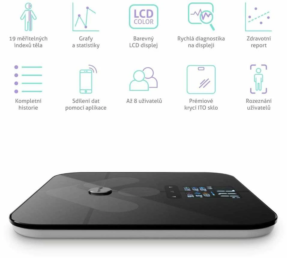 Svarstyklės TrueLife išmanioji technologija W7 BT juodos spalvos