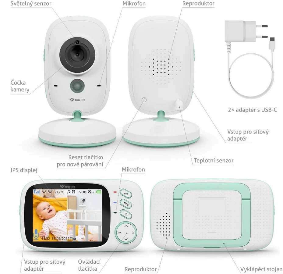 TLF Mobili auklė TrueLife NannyCam H32 Pro LCD 3,2” IPS 20fps