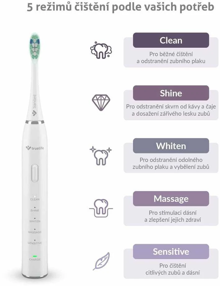 TrueLife SonicBrush Clean30 valymo režimų diagrama
