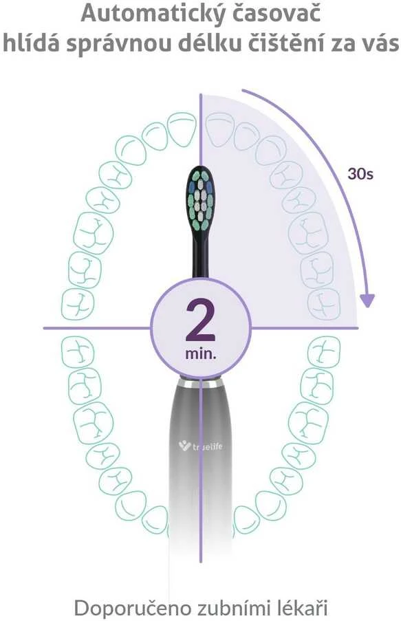 TrueLife SonicBrush Clean30 Juodas Adult Oscillating dantų šepetėlis