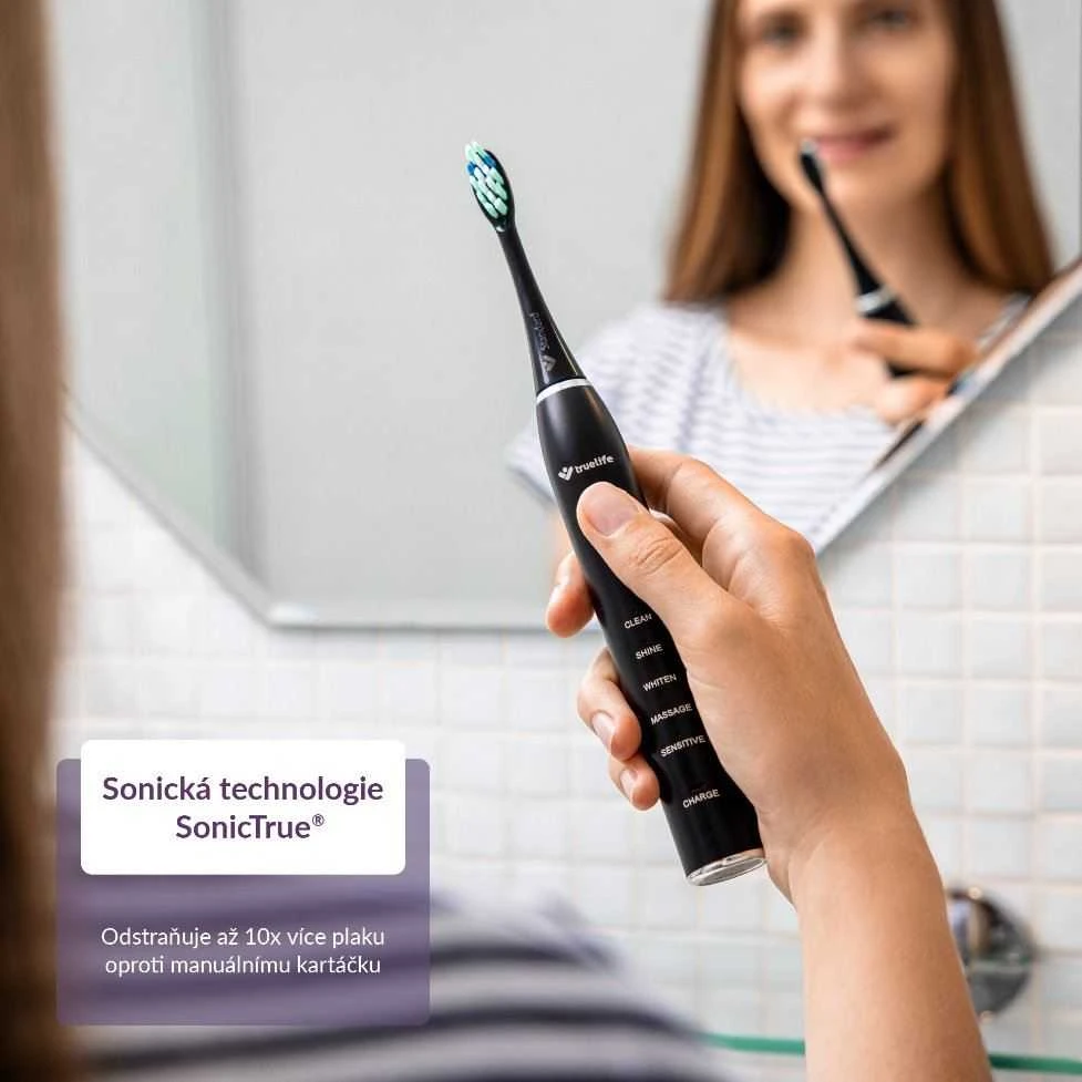 TrueLife SonicBrush Clean30 Juodas Adult Oscillating dantų šepetėlis