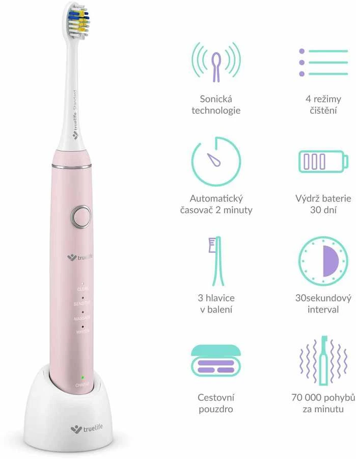 Dantų šepetėlis TrueLife SonicBrush Compact rožinė