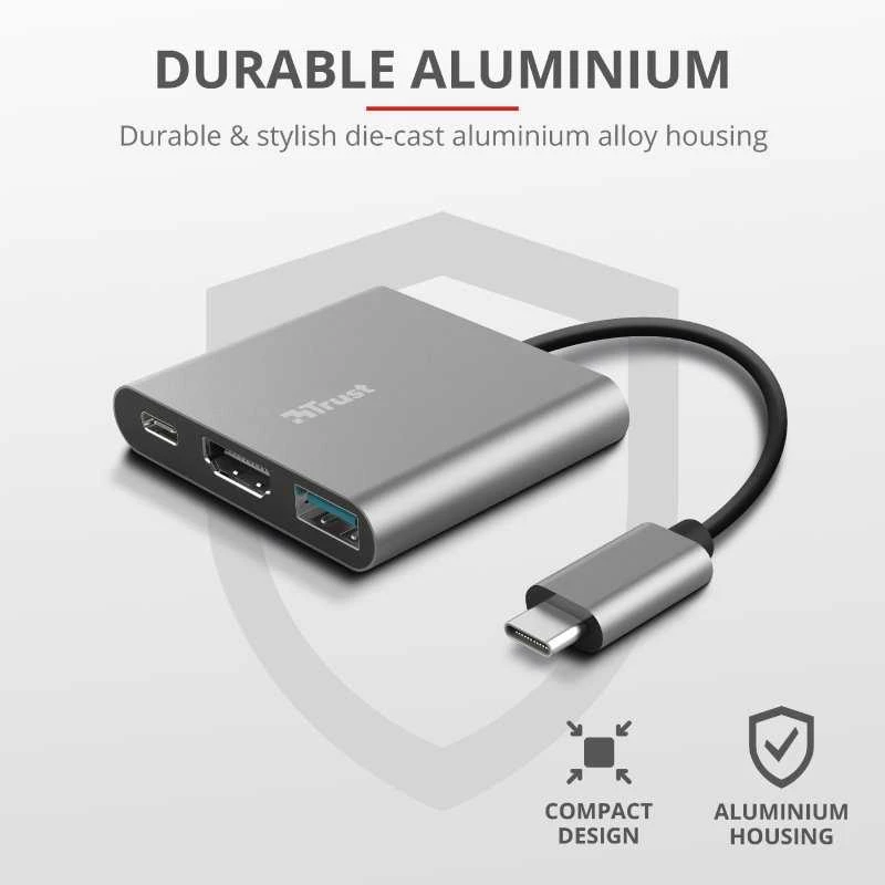 Trust Dalyx USB 3.2 Gen 1 (3.1 Gen 1) Type-C Aliuminio, Juodas