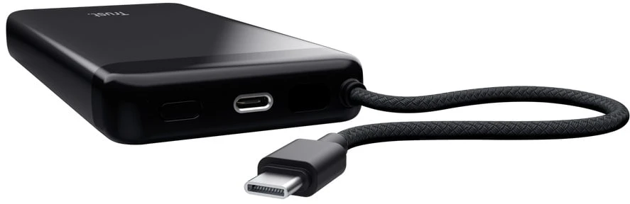 TRUST Fiera išorinė baterija, 20000 mAh, su laidu, 2x USB-C, juoda