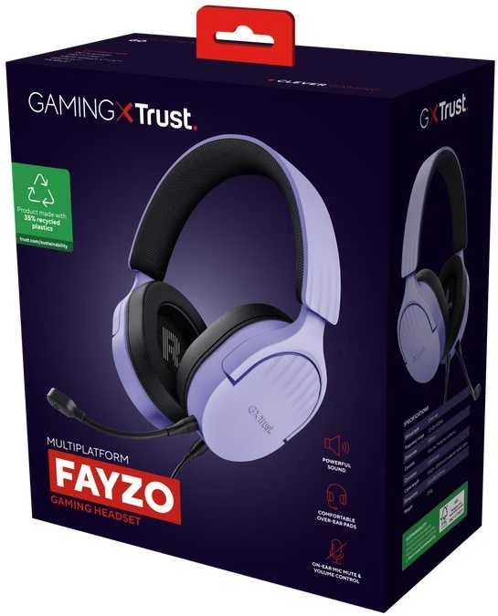 Trust FAYZO violetinės ausinės su pakuote