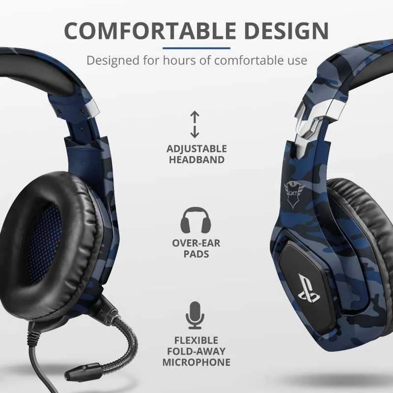 Žaidimų ausinės Trust GXT 488 Forze-B PS4 oficialus licencijuotas produktas, Mėlynos, 23532