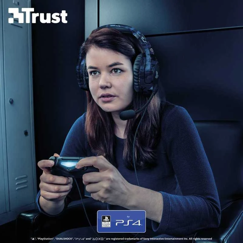 Žaidimų ausinės Trust GXT 488 Forze-B PS4 oficialus licencijuotas produktas, Mėlynos, 23532