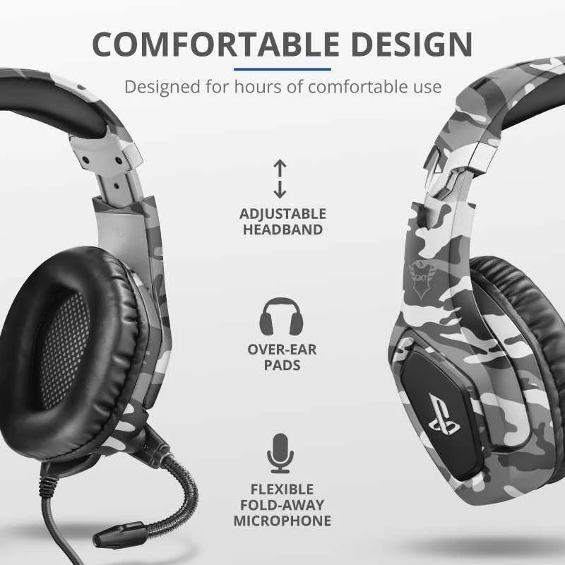 Žaidimų ausinės Trust GXT 488 Forze-G PS4 Ausinės Žaidimams PlayStation® official licensed product, Pilkos, 23531
