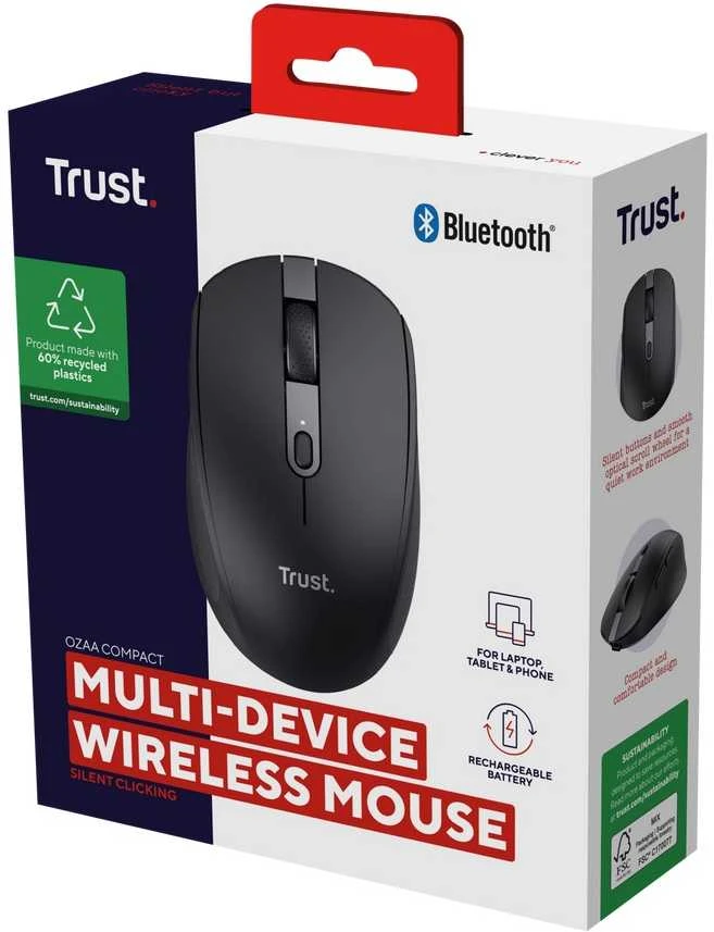 Trust Ozaa pelė Office dešinei rankai RF belaidė + Bluetooth Optinė 3200 DPI