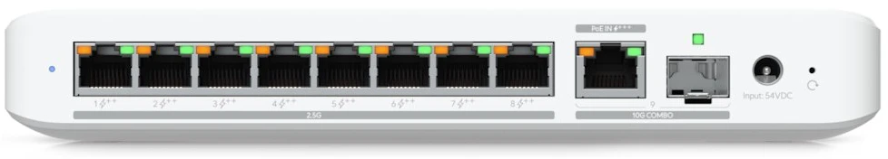 Šakotuvas UBIQUITI FLEX 2.5G POE FLEXIBLE, 8 PORT 2.5 GBE POE++ JUNGIKLIS SU 10 GBE RJ45/SFP+ KOMBINUOTU SUSIJUSIOS PRIEDAS, KURIE GALI BŪTI MAITINIMAS SU POE+++ ARBA KINKTAmosios srovės maitinimu*