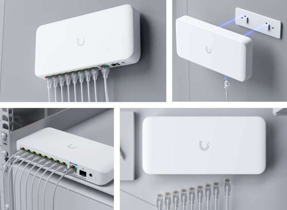 Šakotuvas UBIQUITI FLEX 2.5G POE FLEXIBLE, 8 PORT 2.5 GBE POE++ JUNGIKLIS SU 10 GBE RJ45/SFP+ KOMBINUOTU SUSIJUSIOS PRIEDAS, KURIE GALI BŪTI MAITINIMAS SU POE+++ ARBA KINKTAmosios srovės maitinimu*