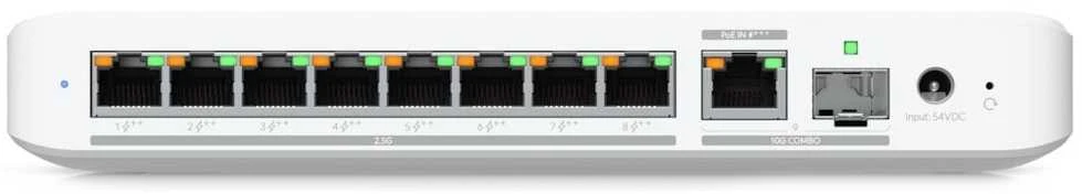 Šakotuvas UBIQUITI FLEX 2.5G POE FLEXIBLE, 8 PORT 2.5 GBE POE++ JUNGIKLIS SU 10 GBE RJ45/SFP+ KOMBINUOTU SUSIJUSIOS PRIEDAS, KURIE GALI BŪTI MAITINIMAS SU POE+++ ARBA KINKTAmosios srovės maitinimu*