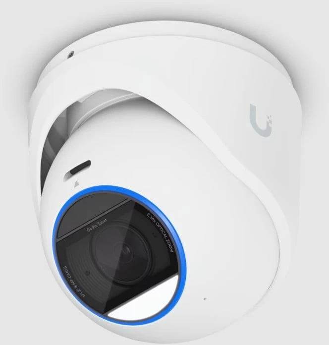 Ubiquiti UVC-G6-Pro-Turret-W Visoms oro sąlygoms atspari 4K PoE+ kamera su „Multi-TOPS“ dirbtinio intelekto varikliu, 2,36 karto optiniu priartinimu ir dideliu 1/1,2 colio CMOS jutikliu, užtikrinančiu išskirtinį aiškumą esant prastam apšvietimui ir didelio nuotolio IR naktinį matymą.