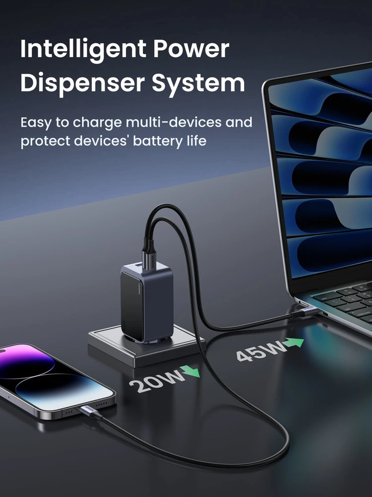 Įkroviklis Ugreen Nexode Air 65W, USB + 2x USB-C