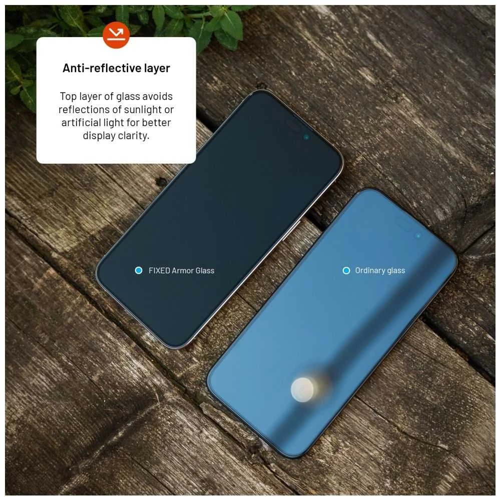 Fixed Fiksuotas Grūdintas stiklas Armor su dulkių aplikatorius ir AR sluoksnis Apple iPhone 17, juoda