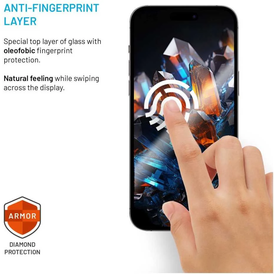 Fixed Fiksuota ekrano apsauga | Apple | iPhone 17 Pro | Grūdintas stiklas | Juodas | Šarvas su apsaugos nuo dulkių aplikatoriumi ir AR sluoksniu