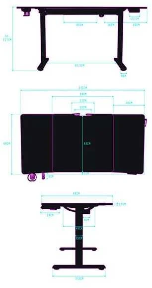 Žaidimų stalas Ultradesk LEVEL V2, 140 x 68 cm, Baltos spalvos