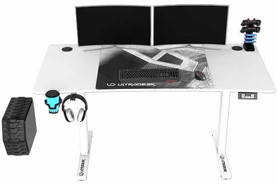 Žaidimų stalas Ultradesk LEVEL V2, 140 x 68 cm, Baltos spalvos