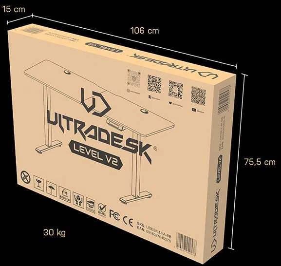 Žaidimų stalas Ultradesk LEVEL V2, 140 x 68 cm, Juodos spalvos