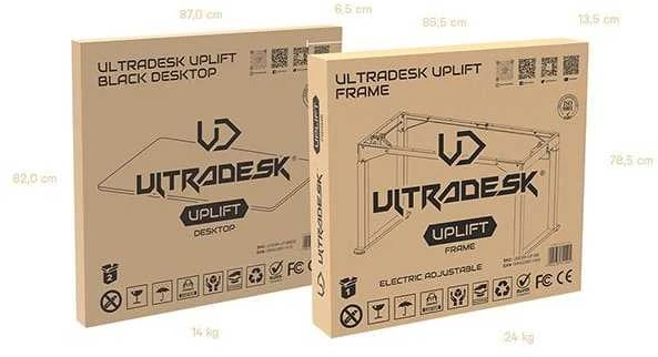 ULTRADESK UPLIFT Biurko 160x75 cm, 72-118 cm, juoda-balta