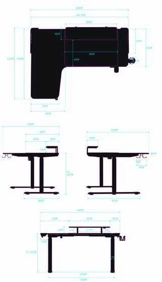 Reguliuojamo aukščio kampinis žaidimų stalas Ultradesk Winger LED RGB, Juodos spalvos