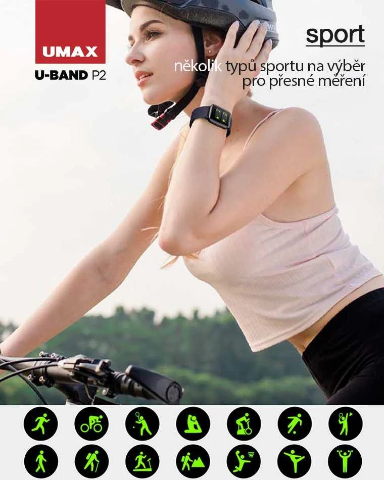 Išmanusis laikrodis Umax U-band P2, Juodas