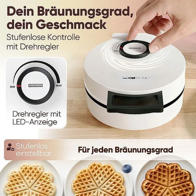 Vaflinė Clatronic WA 3832 1 waffle(s) 1200 W Juodas, Baltas