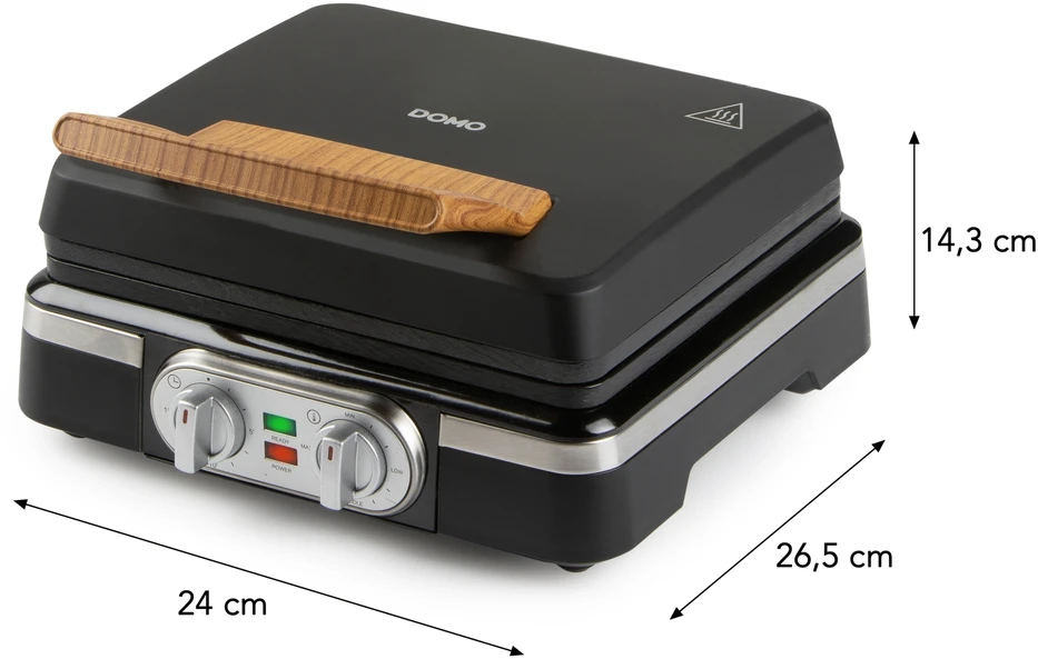 Vaflinė Vaflių keptuvė Domo DOMO DO9281W Vaflių keptuvė, 1520 W, 2 dideli vafliai, temperatūros reguliatorius, juoda