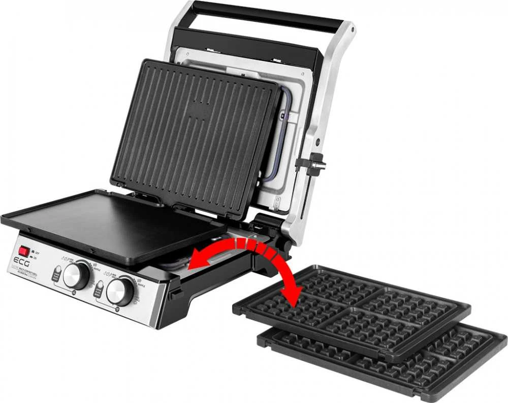 Vaflinė ECG EKG KG 2033 Duo Grilis & Waffle, 2000W, 4 darbinės padėtys, 2 nepriklausomi termostatai