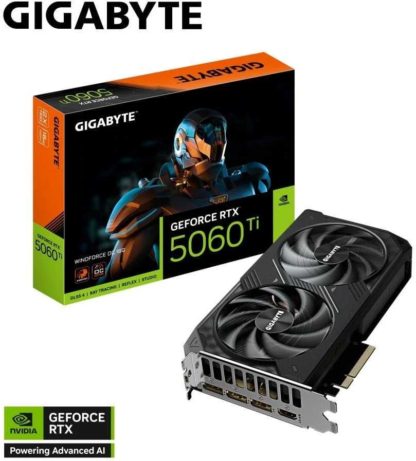 Vaizdo plokštė „Gigabyte GeForce RTX 5060 Ti WINDFORCE OC 16G“ | NVIDIA | 16 GB | „GeForce RTX 5060 Ti“ | GDDR7 | HDMI jungčių kiekis: 1 | PCI-E 5.0